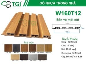 Tấm ốp nhựa lam sóng W160T12 – 4 sóng thấp