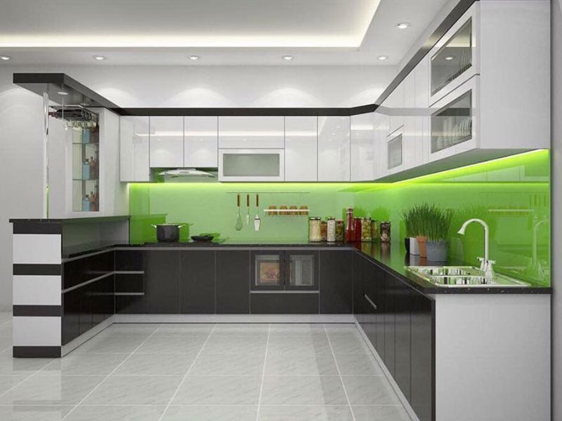 Tủ bếp cao cấp Cần Thơ Acrylic chữ U